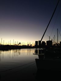Silhouette of harbor at sunset