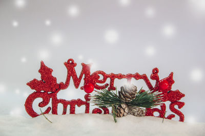 Close-up of christmas tree in snow