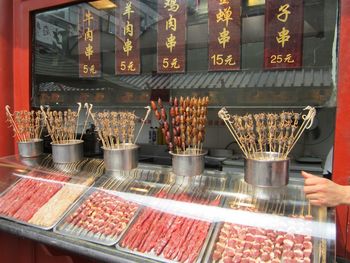 Food for sale at market stall