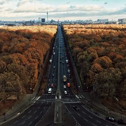 High angle view of highway against sky