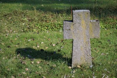 View of cross on field