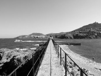 Scenic view of sea against clear sky