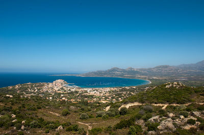 Scenic view of sea against clear sky