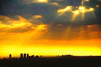 Scenic view of landscape against sky during sunset