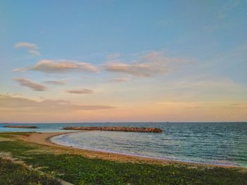 Scenic view of sea against sky during sunset