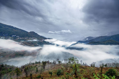 Scenic view of mountains against sky