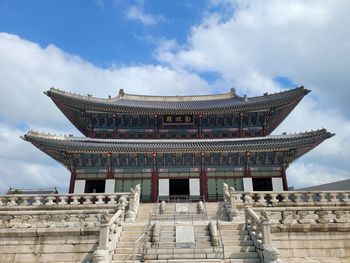 Low angle view of temple against sky