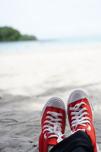 Low section of person on beach