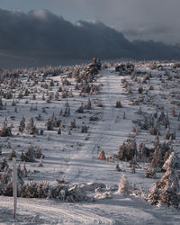 Scenic view of sea against sky during winter