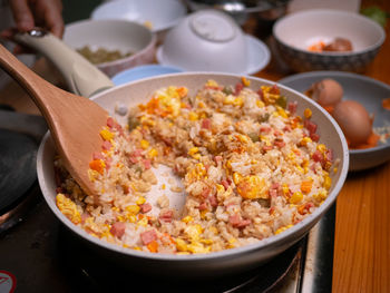 Close-up of food in bowl on table