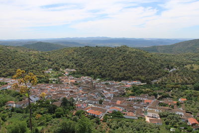 High angle view of townscape against sky