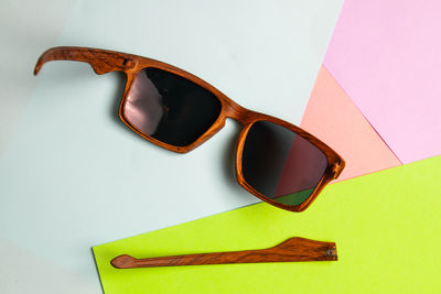 High angle view of sunglasses on table