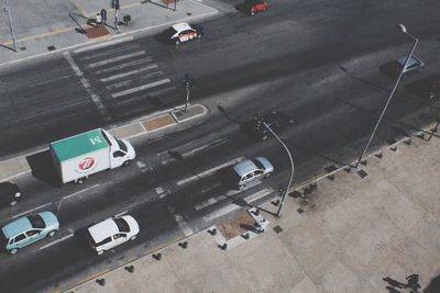 High angle view of cars on road in city