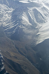 High angle view of mountains during winter