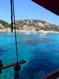 Scenic view of sea with mountains in background