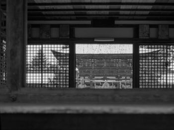 Close-up of window in old building