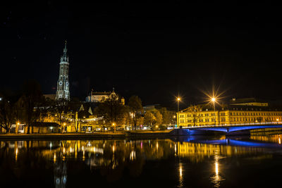 View of illuminated city at night