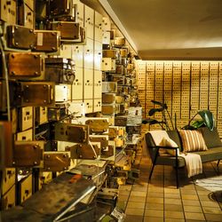 Interior of illuminated factory