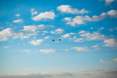 Low angle view of airplane flying in sky