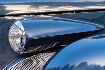 Close-up of vintage car headlight