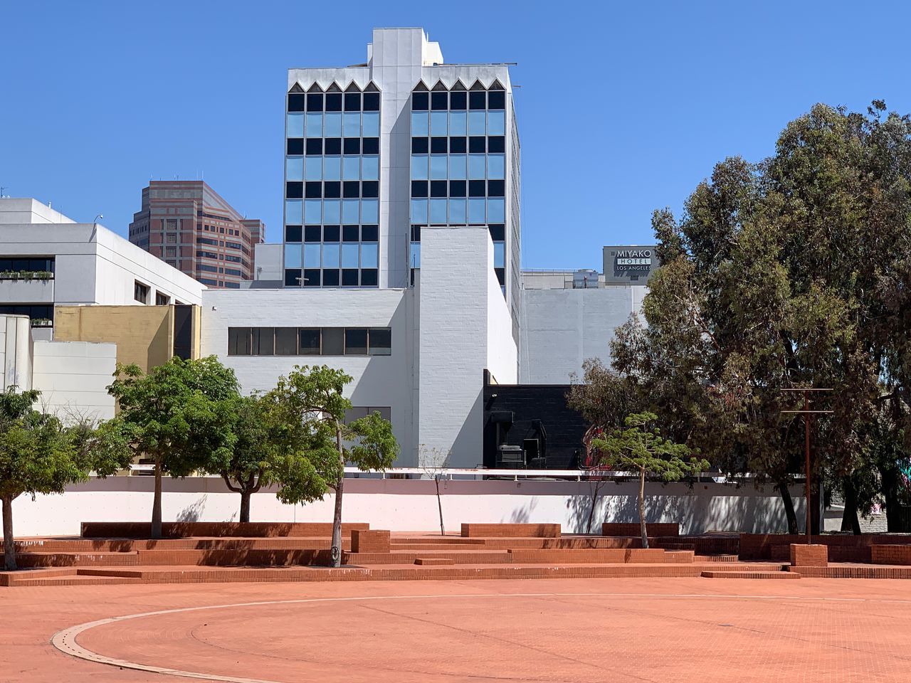 built structure, architecture, tree, plant, building exterior, sky, building, nature, day, city, clear sky, no people, sunlight, modern, growth, outdoors, residential district, office, exterior, office building exterior, courthouse