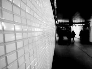 Blurred motion of people in background