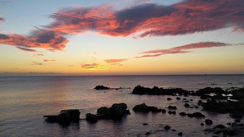 Scenic view of sea at sunset