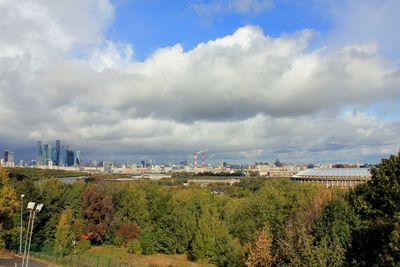 Panoramic view of city buildings against sky