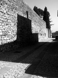 Shadow of building on wall