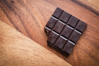 High angle view of chocolate on table