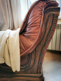 High angle view of sofa at home