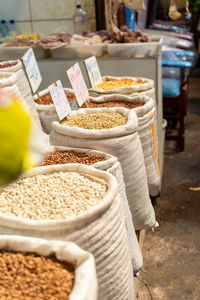 Beans for sale at the sao joaquim fair, city of salvador, bahia.