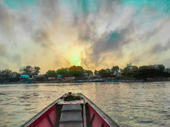 Panoramic view of sea against sky during sunset