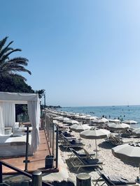 Scenic view of swimming pool against clear sky