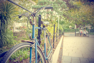 Bicycle on footpath in city