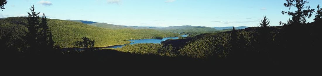 Panoramic shot of lake and mountains