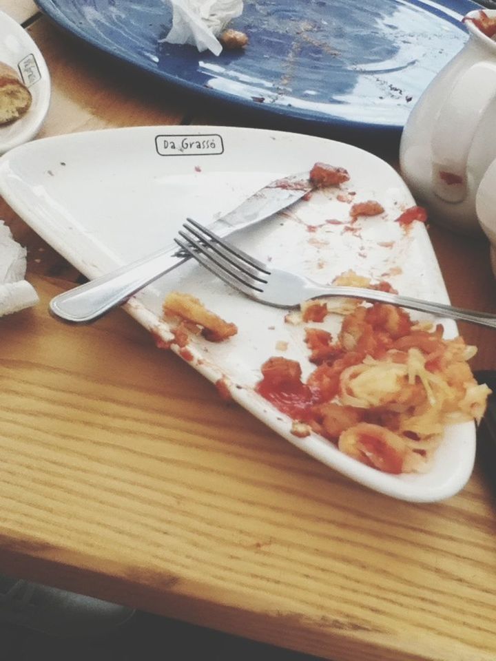 Clean plate after pizza