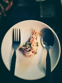 High angle view of food in plate on table