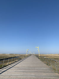 View of bridge against clear blue sky