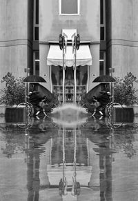Digital composite image of car on window