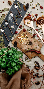 High angle view of food on table