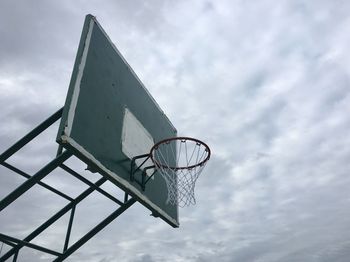 Basketball hoop and cloudy sky