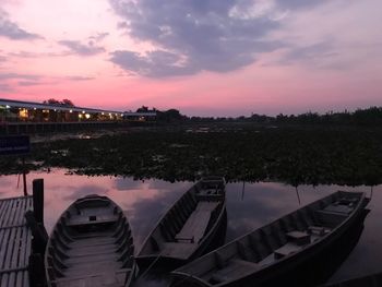 Panoramic view of lake against sky during sunset