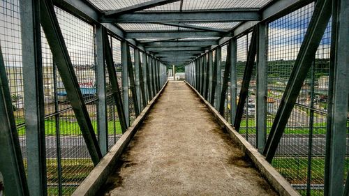 Empty footbridge over road