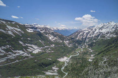 Beautiful landscape of rhone valley from furkapass