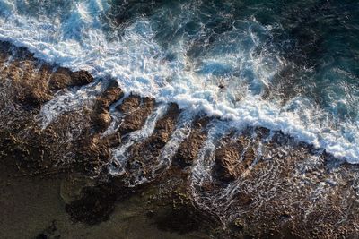 High angle view of sea waves