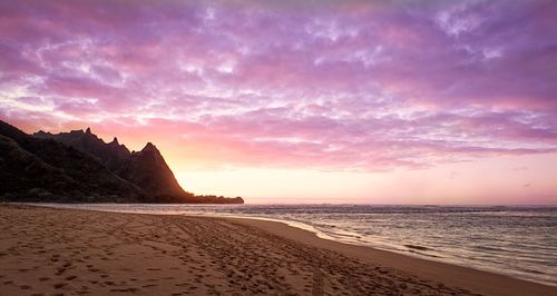 Scenic view of sea at sunset