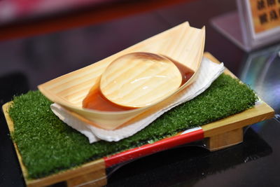 Close-up of food in bowl on cutting board