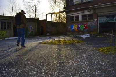 People walking on city street