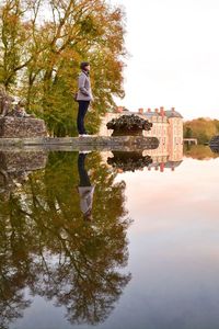 People standing in river